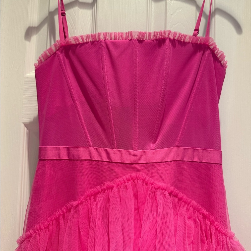Betsy & Adam Vibrant Pink Tiered Dress - Picture 2 of 7